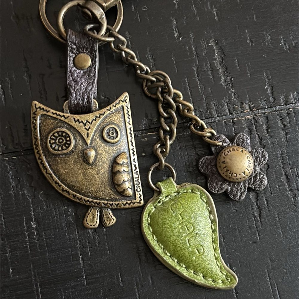 Hoohoo Owl Flower Leaf Chala Charming Key Chain Novelty Leather - Picture 4 of 6